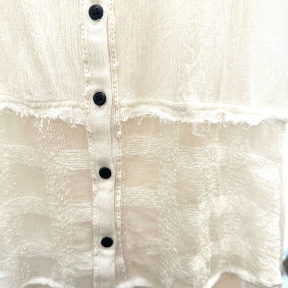 Free People XS EUC Oversized Crinkle-Wrinkle Dolman Sleeve Button Front Blouse - Picture 3 of 11